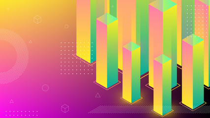 Sticker - Modern abstract background with isometric element lines and beams. The background can be used for landing page websites and banners and posters.