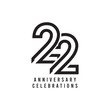 22 Years Anniversary Celebration Vector Template Design Illustration