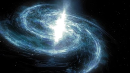 Wall Mural - camera flying through the galaxy. 3d render model of galaxy structure. the structure of our universe