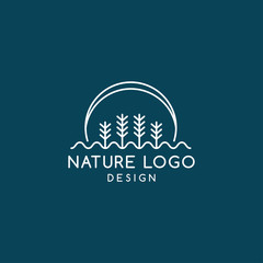 Canvas Print - vector logo nature. tree, water, mountain vector