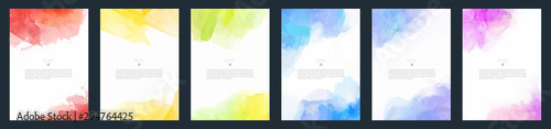 Fotografía Set of light colorful vector watercolor A4 backgrounds for poster, brochure or f