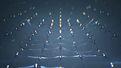 Wall Mural - glass network structure. plexus mesh with transparent lines and glowing nodes spheres. futuristic te