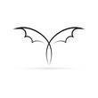 Abstract linear bat icon. Silhouette. Stencil, Halloween symbol. Flying bat cartoon vampire. Vector illustration.