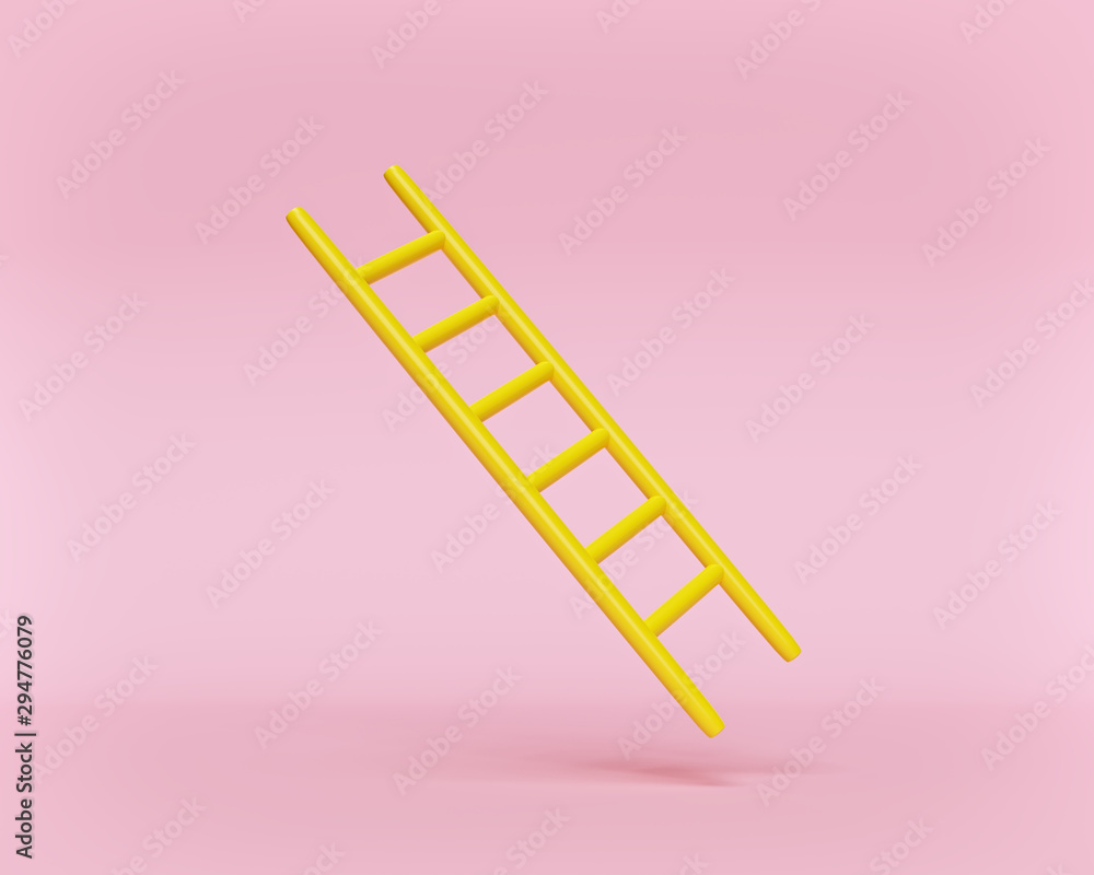 Yellow Ladder Graphics yellow ladder isolated on pastel background. minimal style. 3d ...