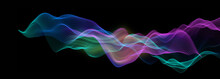 Wave Of Colorful Particles On A Black Background, 3d Render / Rendering