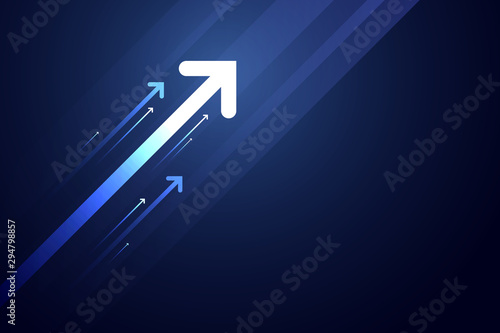 Fotografía Light arrow up on blue background illustration, business growth concept