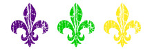 Fleur De Lis Set. Heraldic Lily. Mardi Gras Symbol