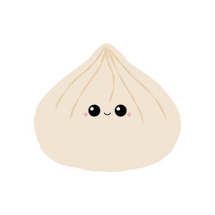 Vector illustration of a cute dumpling. Funny food concept.