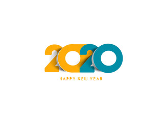 Happy New Year 2020 Text Typography Design Patter, Vector illustration.