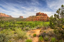 Red Rocks Of Sedona. Scenic Sedona, Arizona Red Rock Landscape With The Famous Courthouse And Bell Mountain Geological Formations