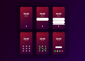 Wall Mural - Phone Pattern Lock Set on Smartphone with Security User Interface User Experience UI Vector Illustration