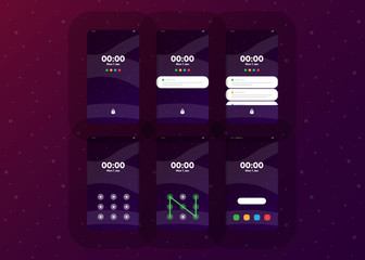 Wall Mural - Phone Pattern Lock Set on Smartphone with Security User Interface User Experience UI Vector Illustration