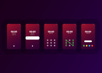 Wall Mural - Phone Pattern Lock Set on Smartphone with Security User Interface User Experience UI Vector Illustration