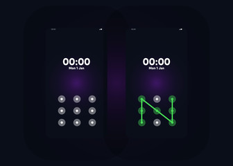 Wall Mural - Phone Pattern Lock Set on Smartphone with Security User Interface User Experience UI Vector Illustration