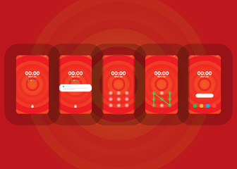 Wall Mural - Phone Pattern Lock Set on Smartphone with Security User Interface User Experience UI Vector Illustration