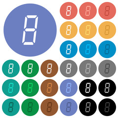 Wall Mural - digital number eight of seven segment type round flat multi colored icons