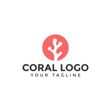 Simple Circle Coral Logo Design Template