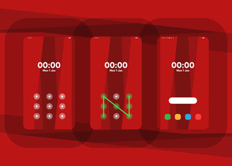 Wall Mural - Phone Pattern Lock Set on Smartphone with Security User Interface User Experience UI Vector Illustration