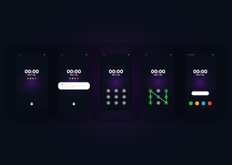 Wall Mural - Phone Pattern Lock Set on Smartphone with Security User Interface User Experience UI Vector Illustration