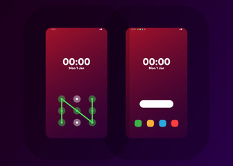 Wall Mural - Phone Pattern Lock Set on Smartphone with Security User Interface User Experience UI Vector Illustration