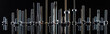 panoramic shot of diverse spotless metallic screws isolated on black