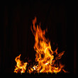 © Alex Puhovoy - Flame. Fire burning at night. Bonfire in the barbecue, fireplace and hearth.