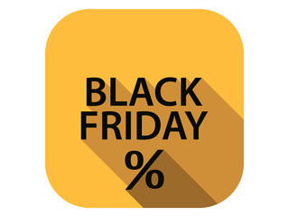 Black friday flat icon with long shadow. Sale, percent discount. Vector illustration