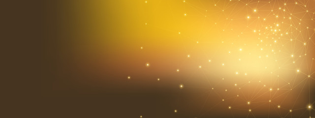 Wall Mural - gold technology business. 3d big data. glow dots