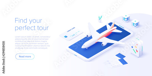 Fotografía Travelling by air concept in isometric vector illustration