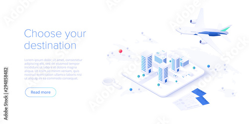 Fotografía Travelling by air concept in isometric vector illustration