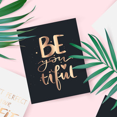 Vector hand drawn lettering phrase. Motivation and inspiration gold quote.
