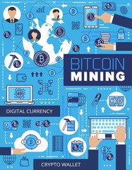 Aufkleber - Cryptocurrency and bitcoin mining, global payment