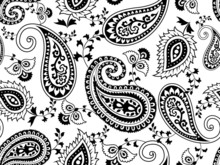 Black And White Vector Paisley Seamless Pattern For Fashion And Art
