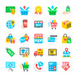 Shopping. Symbol of Sales and Retail. Flat icons set