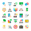 Business. Symbol of Marketing, Analytics and Money. Set of flat icons