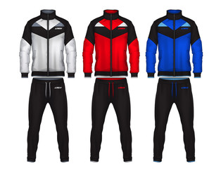 Wall Mural - sport track suit design template,jacket and trousers vector illustration.