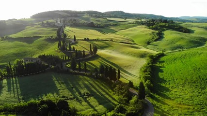 Wall Mural - Beautiful aerial landscape in Tuscany, Italy.