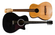 © vladk213 - Two acoustic guitars, light and black. Isolated on white background.