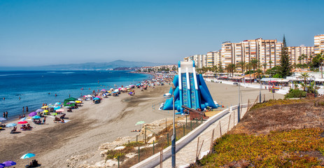 Canvas Print - Playa Ferrara mit Wasserrutsch in Torrox Costa