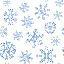 Seamless Pattern Blue Snowflake On White Background Vector Illustration EPS10