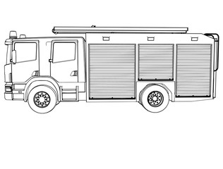 Canvas Print - sketch of a fire engine vector on a white background