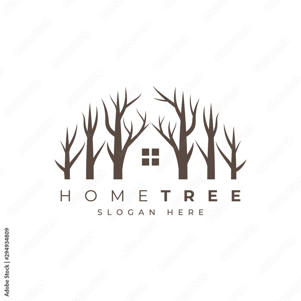 Home tree logo design symbol vector template Stock Vector | Adobe Stock
