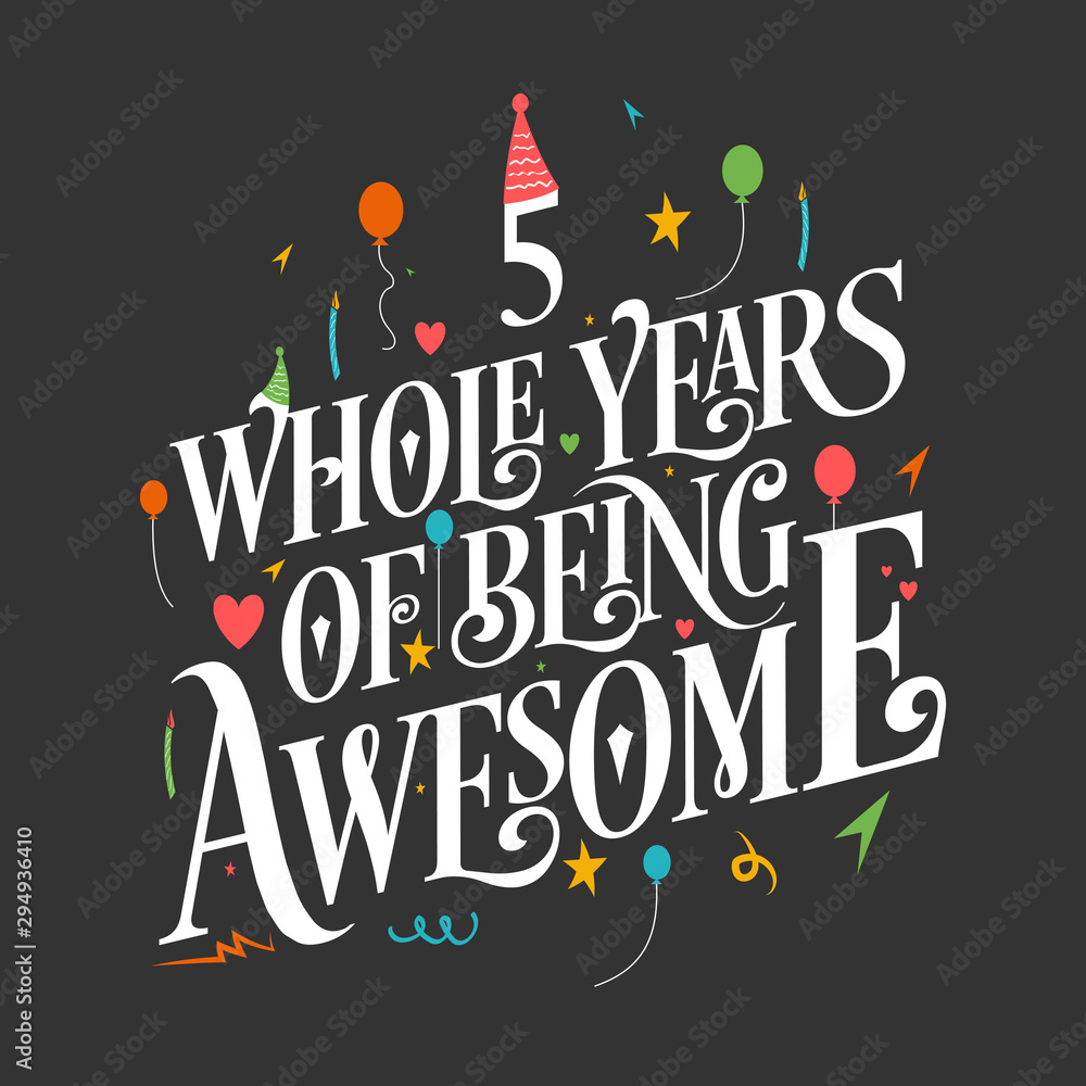 5th Design 5th Birthday And 5th Wedding Anniversary Typography Design