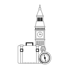 Wall Mural - big ben and travel suitcases design