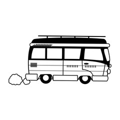 Sticker - classic travel van icon design