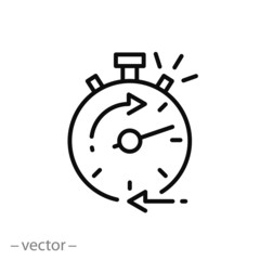 accelerate icon, fast progress, sport stopwatch, minute arrow chronometer, thin line web symbol on white background - editable stroke vector illustration eps 10