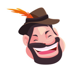 Sticker - head of man smiling with hat on white background