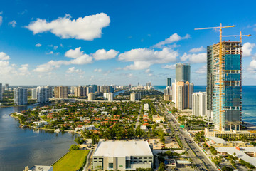 Wall Mural - Aerial photo Porsche Design Tower and Turnberry Ocean Club luxury highrise condominiums on the beach