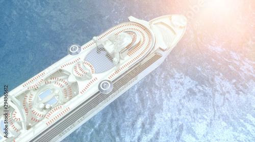 Concept art of cruise ship model, render 3D