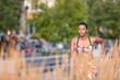 Beautiful Woman running, stretching and exercising in urban environment